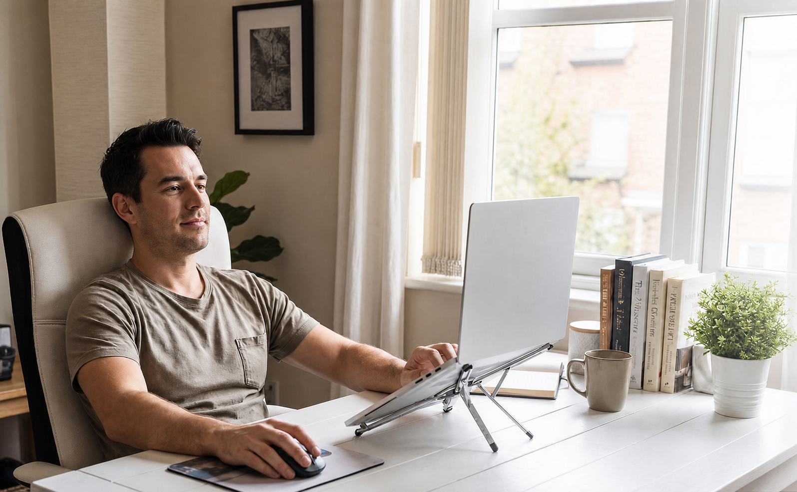 OLIQVO magnetic laptop stand in a home office